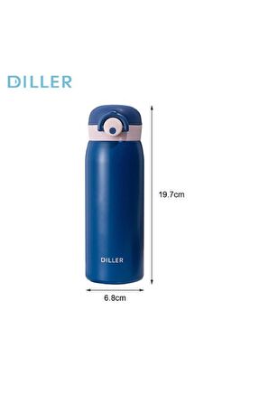 DILLER 480ml Paslanmaz Çelik Termos Kırmızı-Lacivert-Beyaz-Pudra 6saat sıcak/soğuk tutma süresi