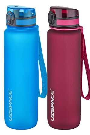 Uzspace 2'li Tritan Matara Seti 1000 ml Büyük Boy 14 Farklı Renk Seçeneği FiftyFifty