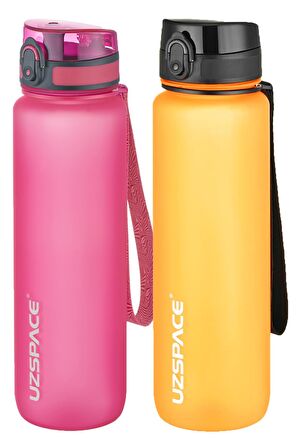 Uzspace 2'li Tritan Matara Seti 1000 ml Büyük Boy 14 Farklı Renk Seçeneği FiftyFifty