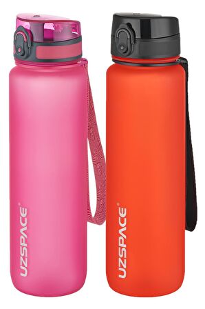 Uzspace 2'li Tritan Matara Seti 1000 ml Büyük Boy 14 Farklı Renk Seçeneği FiftyFifty