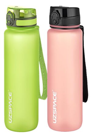 Uzspace 2'li Tritan Matara Seti 1000 ml Büyük Boy 14 Farklı Renk Seçeneği FiftyFifty