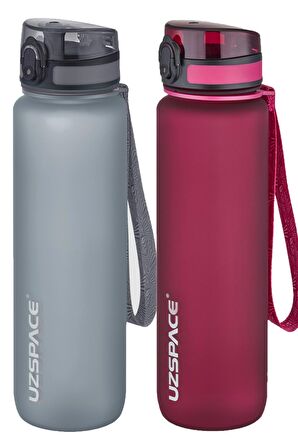 Uzspace 2'li Tritan Matara Seti 1000 ml Büyük Boy 14 Farklı Renk Seçeneği FiftyFifty