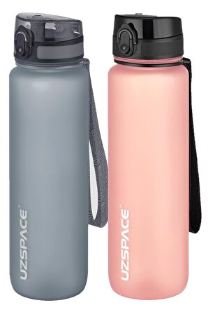 Uzspace 2'li Tritan Matara Seti 1000 ml Büyük Boy 14 Farklı Renk Seçeneği FiftyFifty