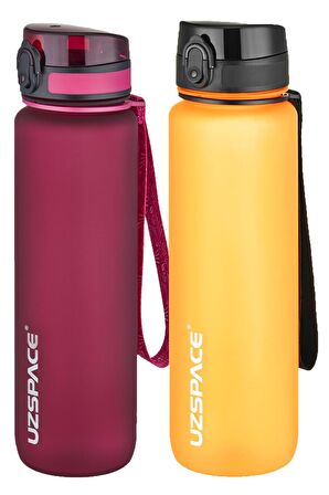 Uzspace 2'li Tritan Matara Seti 1000 ml Büyük Boy 14 Farklı Renk Seçeneği FiftyFifty