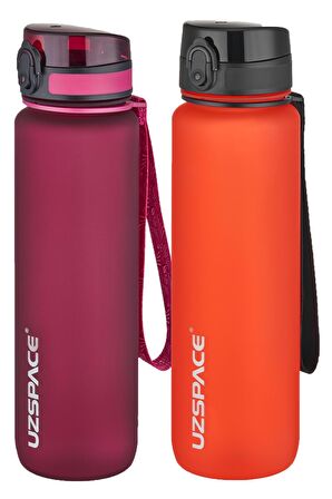Uzspace 2'li Tritan Matara Seti 1000 ml Büyük Boy 14 Farklı Renk Seçeneği FiftyFifty