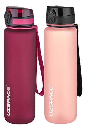 Uzspace 2'li Tritan Matara Seti 1000 ml Büyük Boy 14 Farklı Renk Seçeneği FiftyFifty