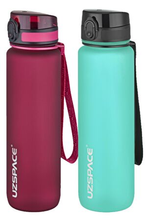 Uzspace 2'li Tritan Matara Seti 1000 ml Büyük Boy 14 Farklı Renk Seçeneği FiftyFifty