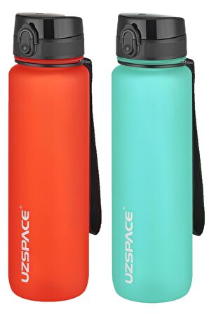 Uzspace 2'li Tritan Matara Seti 1000 ml Büyük Boy 14 Farklı Renk Seçeneği FiftyFifty
