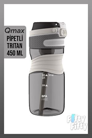 Qmax Pipetli  450ml Tritan Su Matarası 