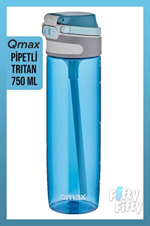 Qmax Pipetli  750 ml Tritan Su Matarası 