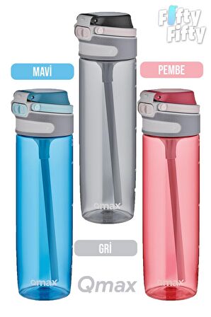 Qmax Pipetli  750 ml Tritan Su Matarası 