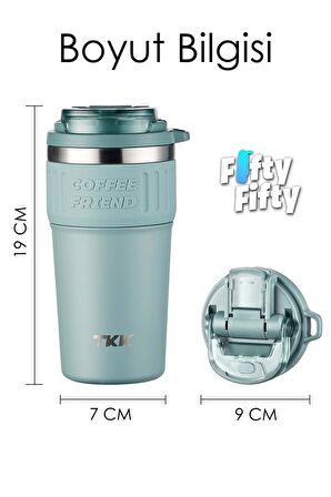 TKK 630 ML Özel Seri Çelik Mug Kahve Bardağı Pipetli/Rahat İçim 6 Saat Sıcak/12 Saat Soğuk Termos -2023 630ML