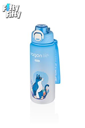 Vagonlife 800 ml Figürlü Su Matarası Çift Kullanım Pipetli Ve Rahat İçim Sticker Hediyeli
