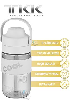 TKK 550 ML Pipetli(Isırılması güç) Taşıma kulplu Bpa İçermeyen Tritan Su Matarası COOL-550