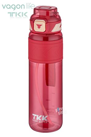 TKK 1000 ML Çift Kullanım Pipetli/Rahat içim Bpa İçermeyen Taşıma Askılı Tritan Su Matarası FFTKK1020-1000