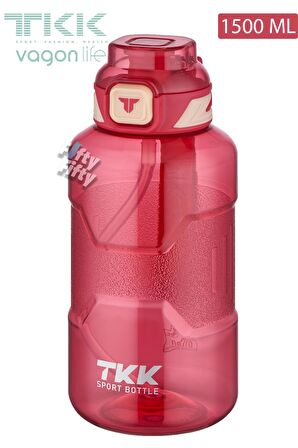 TKK 1500 ML Çift Kullanım Pipetli/Rahat içim Bpa İçermeyen Askılı Tritan Su Matarası FFTKK1021-1500
