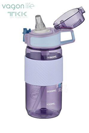TKK 500 ML Kalın Isırılamaz Pipetli Bpa İçermeyen Taşıma Kulplu Tritan Su Matarası FFTKK1003-500ML