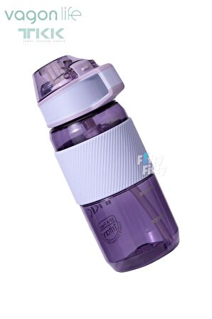 TKK 500 ML Kalın Isırılamaz Pipetli Bpa İçermeyen Taşıma Kulplu Tritan Su Matarası FFTKK1003-500ML