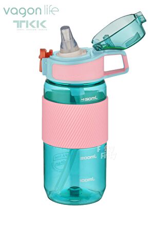 TKK 500 ML Kalın Isırılamaz Pipetli Bpa İçermeyen Taşıma Kulplu Tritan Su Matarası FFTKK1003-500ML