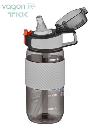 TKK 500 ML Kalın Isırılamaz Pipetli Bpa İçermeyen Taşıma Kulplu Tritan Su Matarası FFTKK1003-500ML