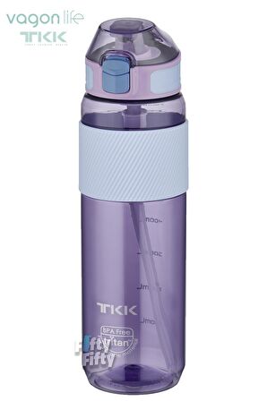 TKK 800 ML Kalın Isırılamaz Pipetli Bpa İçermeyen Taşıma Kulplu Tritan Su Matarası FFTKK1003-800ML