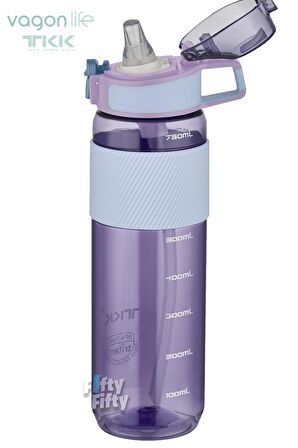 TKK 800 ML Kalın Isırılamaz Pipetli Bpa İçermeyen Taşıma Kulplu Tritan Su Matarası FFTKK1003-800ML