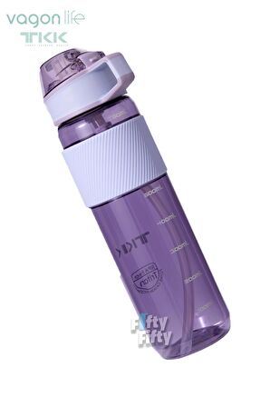 TKK 800 ML Kalın Isırılamaz Pipetli Bpa İçermeyen Taşıma Kulplu Tritan Su Matarası FFTKK1003-800ML