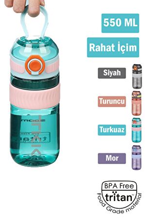 TKK 550 ML Rahat İçim (U Ağızlı) Bpa İçermeyen Taşıma Kulplu Tritan Su Matarası FFTKK1016-550ML