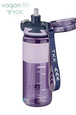 TKK 800 ML Çift Kullanım Pipetli/Rahat içim Bpa İçermeyen Taşıma Askılı Tritan Su Matarası FFTKK1020-800ML