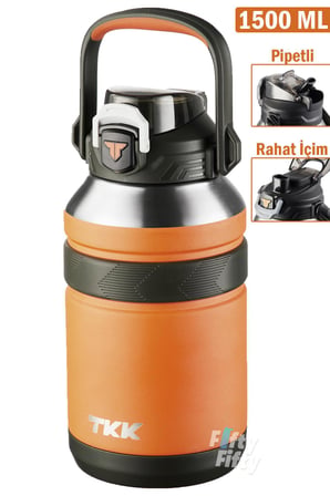 TKK 1500 ML Profesyonel Kamp Matarası/Çelik Termos Çift Kullanım Pipetli/Rahat İçim 12/24 Yalıtım -20311500