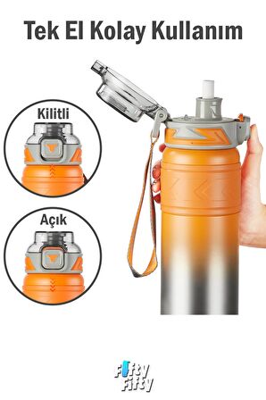 TKK 500 ML Çelik Termos Çift Kullanım Pipetli/Rahat İçim -12/24 Sıcak-Soğuk- Yalıtım -2022500ML