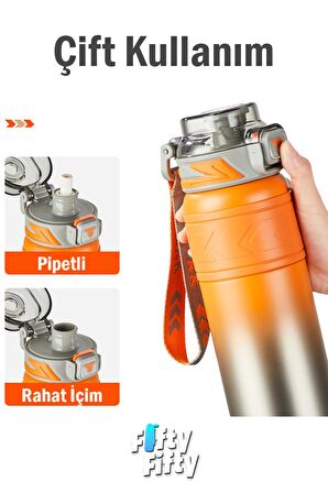 TKK 500 ML Çelik Termos Çift Kullanım Pipetli/Rahat İçim -12/24 Sıcak-Soğuk- Yalıtım -2022500ML