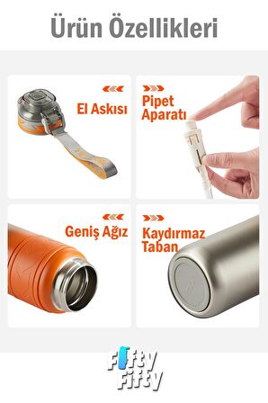 TKK 500 ML Çelik Termos Çift Kullanım Pipetli/Rahat İçim -12/24 Sıcak-Soğuk- Yalıtım -2022500ML