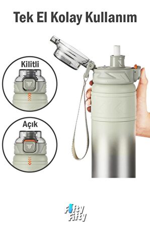 TKK 900 ML Çelik Termos Çift Kullanım Pipetli/Rahat İçim -12/24 Sıcak-Soğuk- Yalıtım -TKK2025900ML