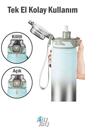 TKK 900 ML Çelik Termos Çift Kullanım Pipetli/Rahat İçim -12/24 Sıcak-Soğuk- Yalıtım -TKK2025900ML