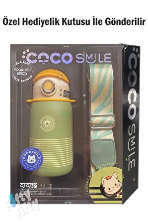 CocoSmile Özel Kutulu 500 ML Pipetli Çelik Termos -Boyun Askılı- 4 Farklı Model  ffcs0003