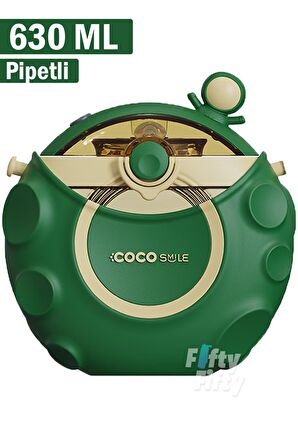 CocoSmile Özel Kutulu 630 ML Pipetli Uzay Temalı Tritan Su Matarası -Boyun Askılı- 3 Farklı Model  ffcs0006