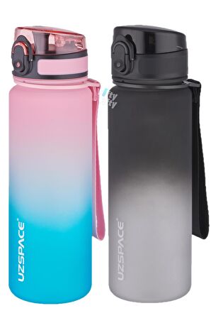 Uzspace 2'li Tritan Matara Seti 500 ml Çift Renk Softtouch FF Collection Tritan Su Matarası
