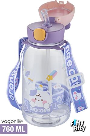 Vagonlife Pipetli 760 ML Boyun Askılı Çocuk Su Matarası 3D Hayvan Figürlü-FFVGN2021-760ML