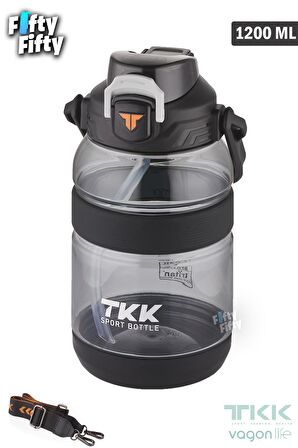 TKK 1200 ML Tek Kapak Çift Kullanım Pipetli/Rahat İçim Tritan Su Matarası-FFTKK1026-1200ML