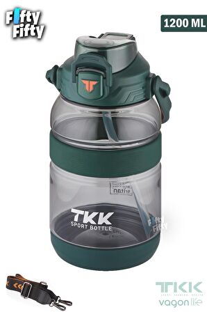 TKK 1200 ML Tek Kapak Çift Kullanım Pipetli/Rahat İçim Tritan Su Matarası-FFTKK1026-1200ML