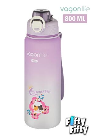 Vagonlife 800 ml Figürlü Su Matarası Çift Kullanım Pipetli Ve Rahat İçim Sticker Hediyeli-FFVGN-2352NEW800