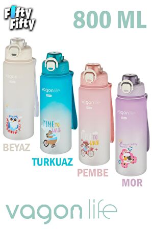 Vagonlife 800 ml Figürlü Su Matarası Çift Kullanım Pipetli Ve Rahat İçim Sticker Hediyeli-FFVGN-2352NEW800