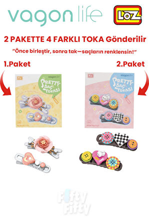 4'lü Saç Toka Seti Önce Birleştir,Sonra Tak (2 Paket 4 Adet Gönderilir) Yapı Toka Seti FF