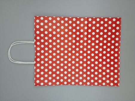 KRAFT KAĞIT ÇANTA KIRMIZI PUANLI 25CM X 30CM - 1 ADET