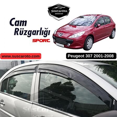Peugeot 307 2001-2008 Uyumlu Mugen Cam Rüzgarlığı Seti Piano Black 4'lü İthal