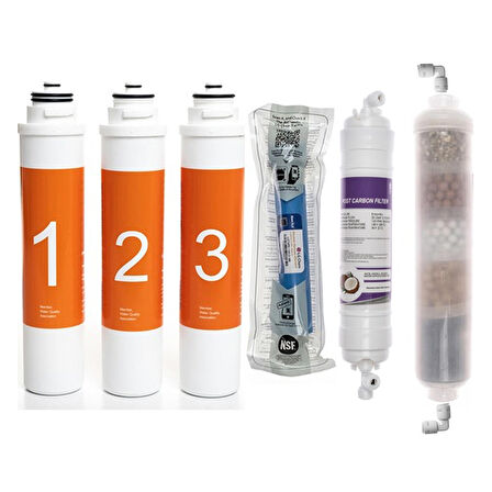 Sulook Waterlife Su Arıtma Cihazı Uyumlu Tak-Çevir 6'lı Filtre Seti, 10 Aşamalı, Lg Membranlı