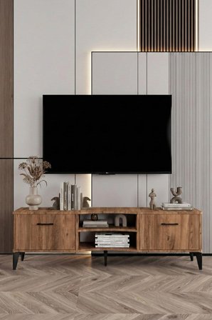 Reyo Falez Vera Tv Sehpası 160x35x50 cm Çok Amaçlı Televizyon Ünitesi Raflı Dolaplı Salon Oturma Oda