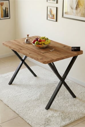 Reyo Falez 110x70 cm Yemek Masası Modern Ahşap Görünümlü Mutfak Ofis Balkon Bahçe Kafe Masası Atlant