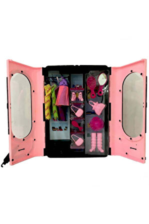 Anlily Bebek ve Elbise Dolabı Oyuncak Bebek Ve Gardropu Evcilik Seti